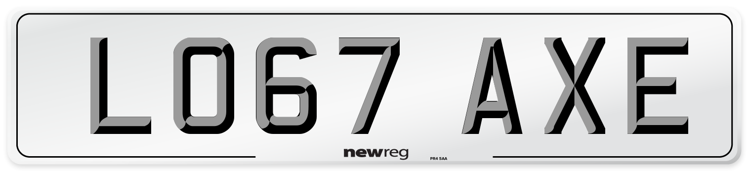 LO67 AXE Number Plate from New Reg